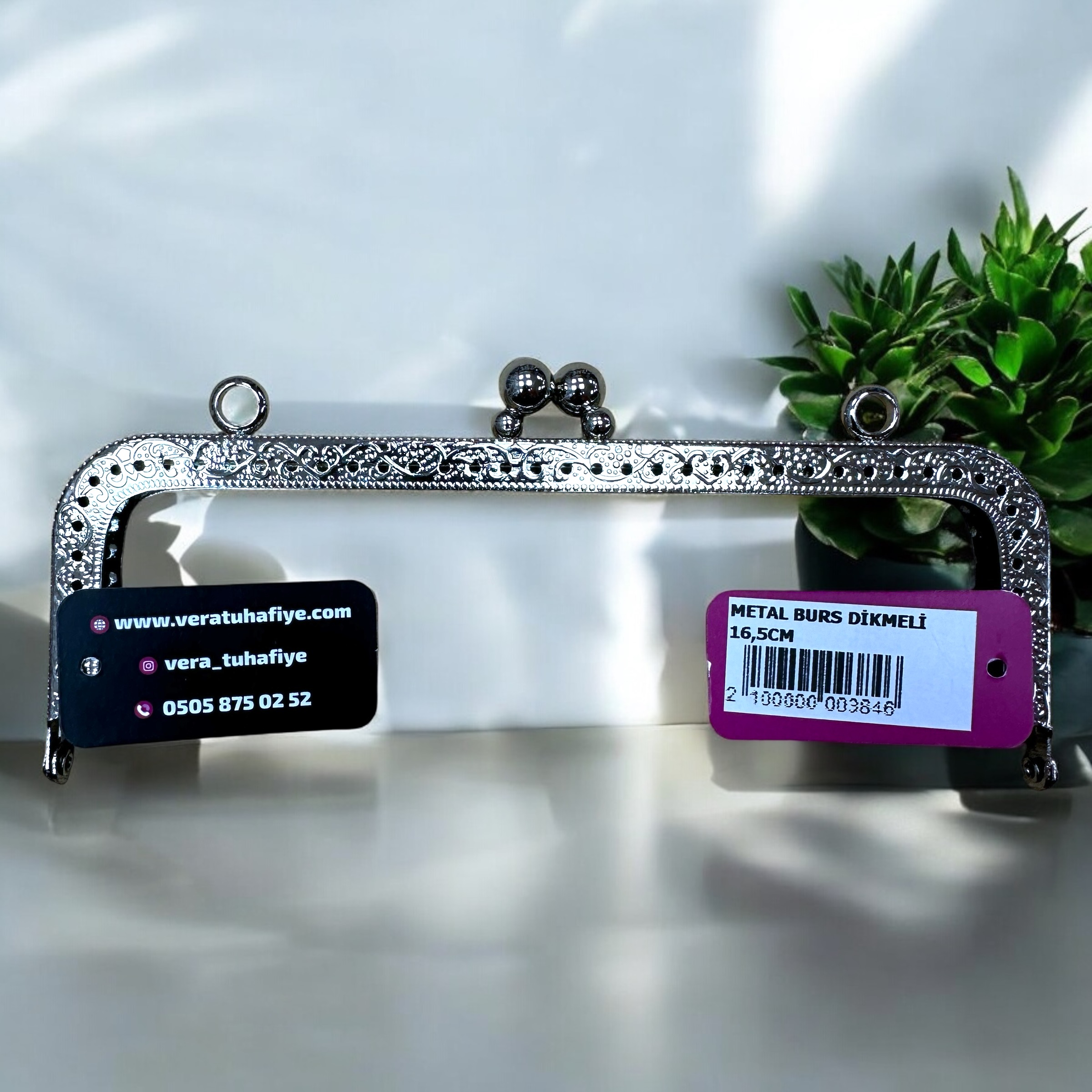 16.5 CM DİKMELİ BURS GÜMÜŞ